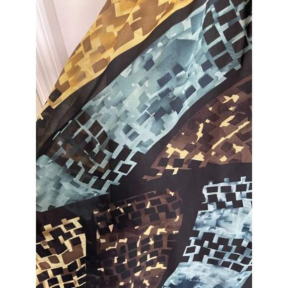 Lane Bryant Sun Dress 28 Brown Halter Maxi Babydoll Y2K Mosaic Patchwork Boho - Picture 8 of 16